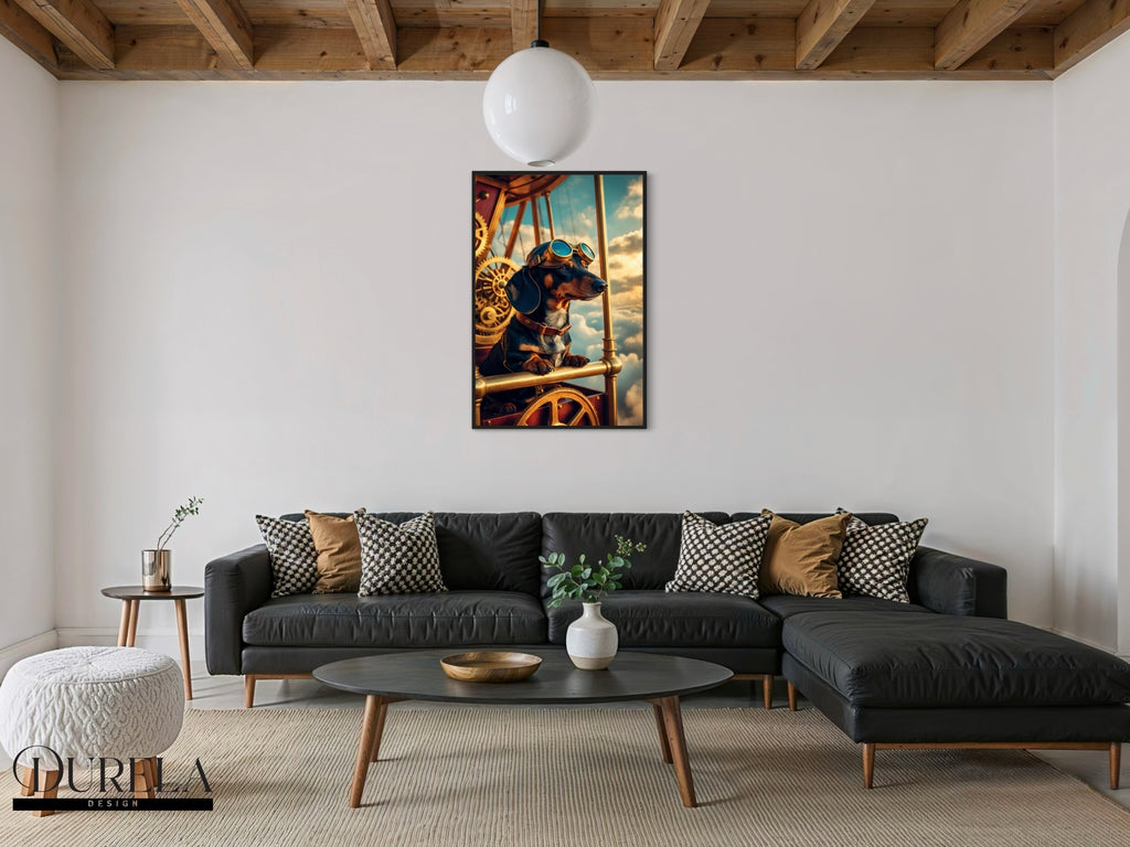 Dachshund Steampunk Pilot Fantasy Wall Art