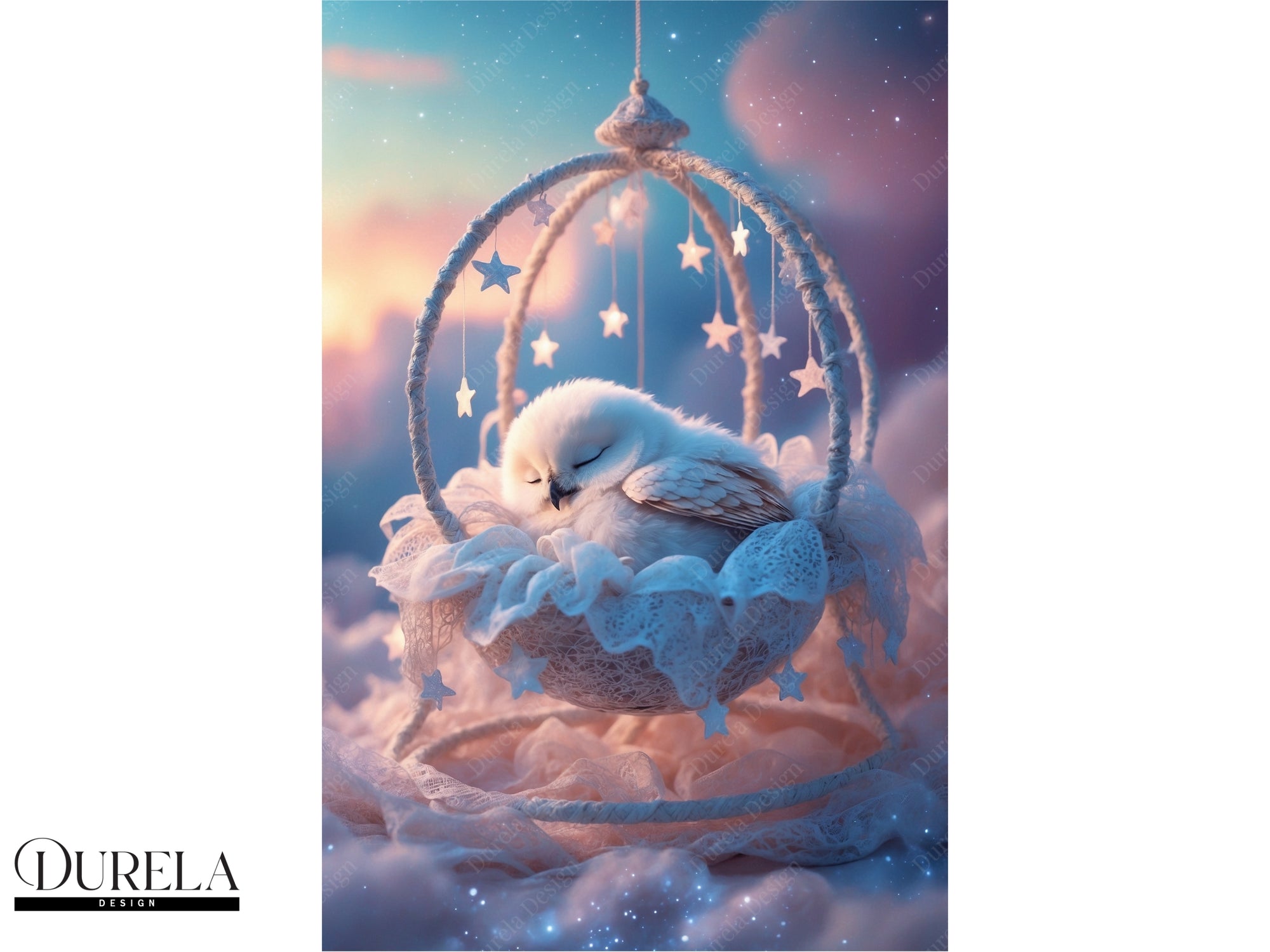 Sleeping Baby Owl Wall Art (digital file)