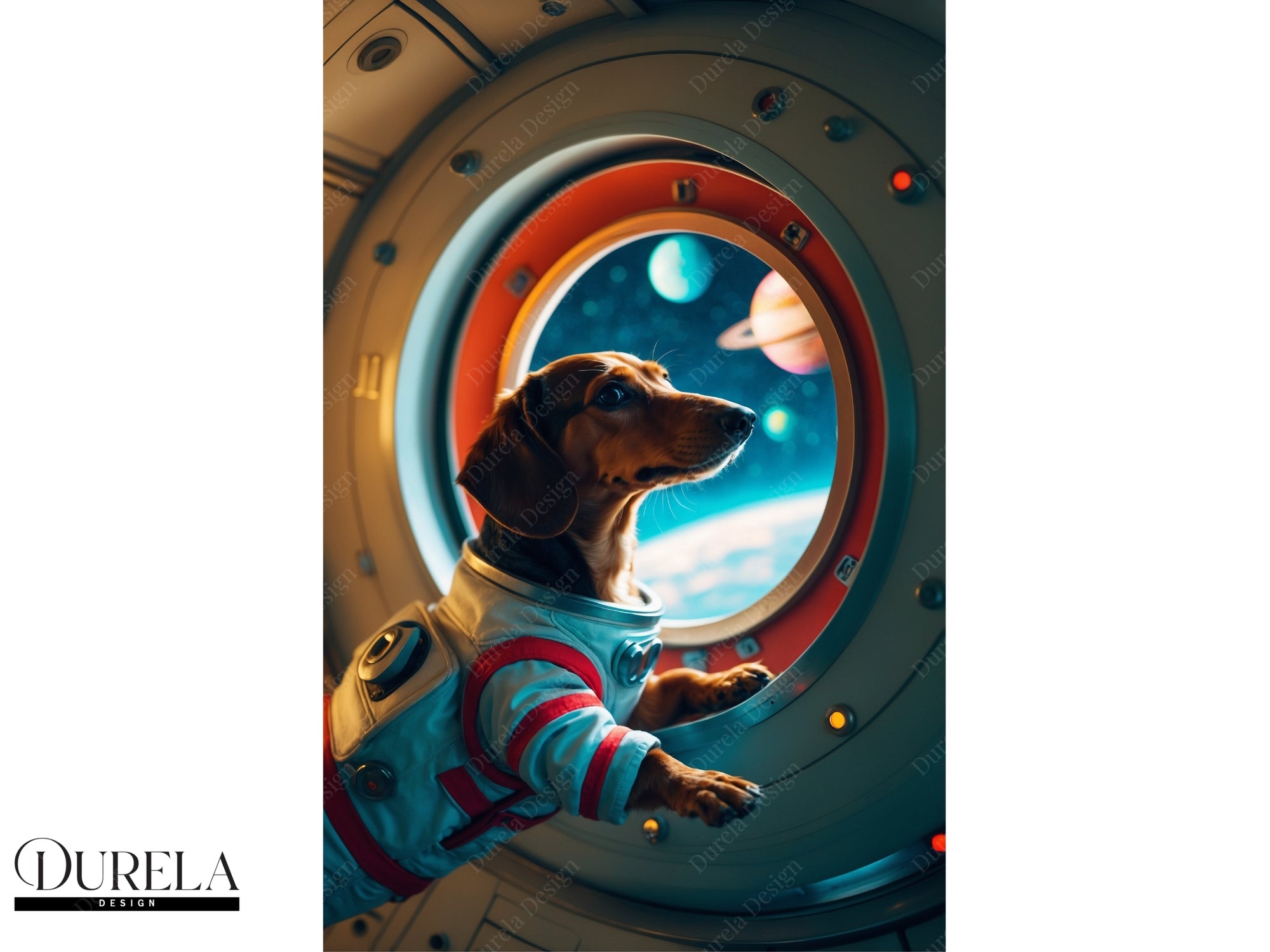 Dachshund Astronaut Fantasy Wall Art