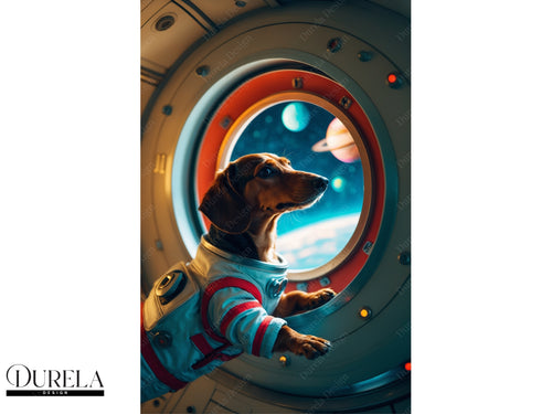 Dachshund Astronaut Fantasy Wall Art