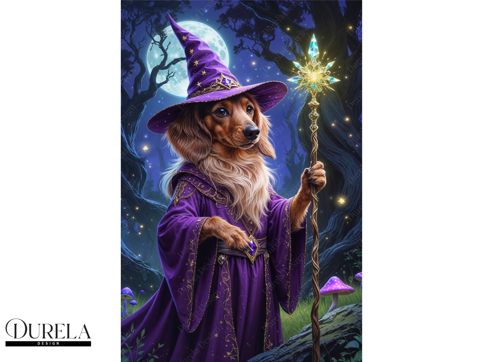 Dachshund Wizard Fantasy Wall Art (digital file)