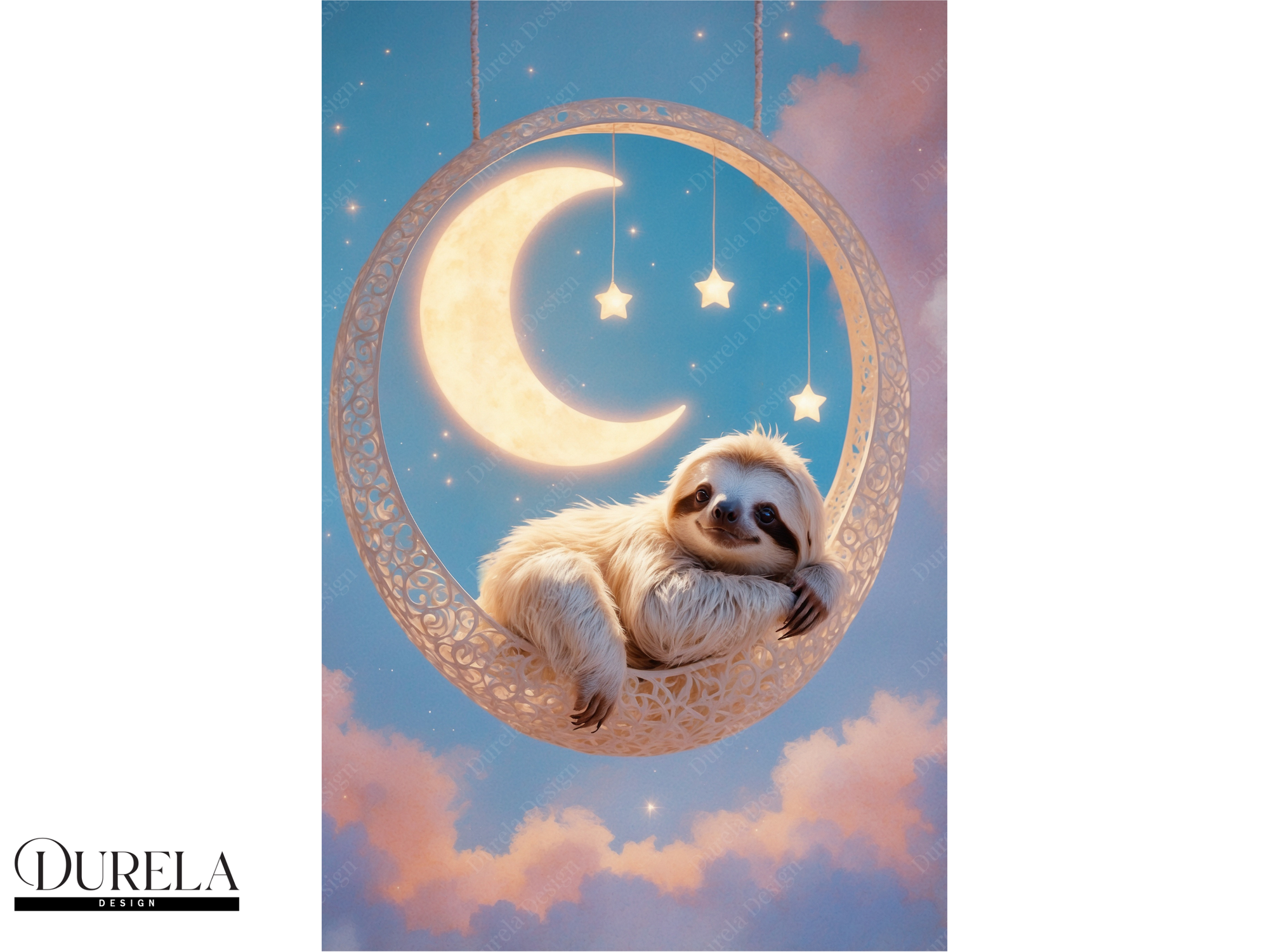 Moonlight Hanging Sloth Wall Art (digital file)