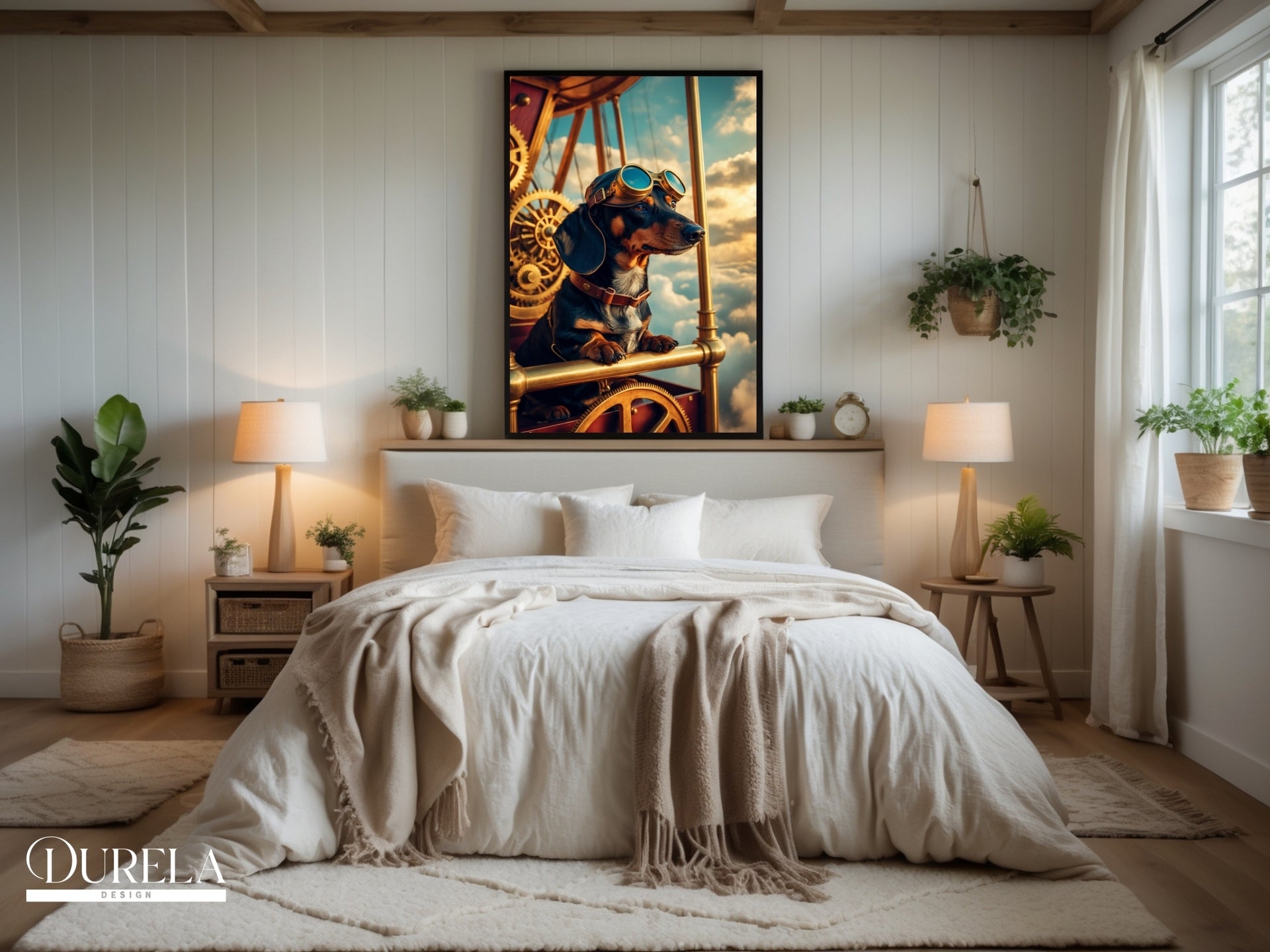 Dachshund Steampunk Pilot Fantasy Wall Art