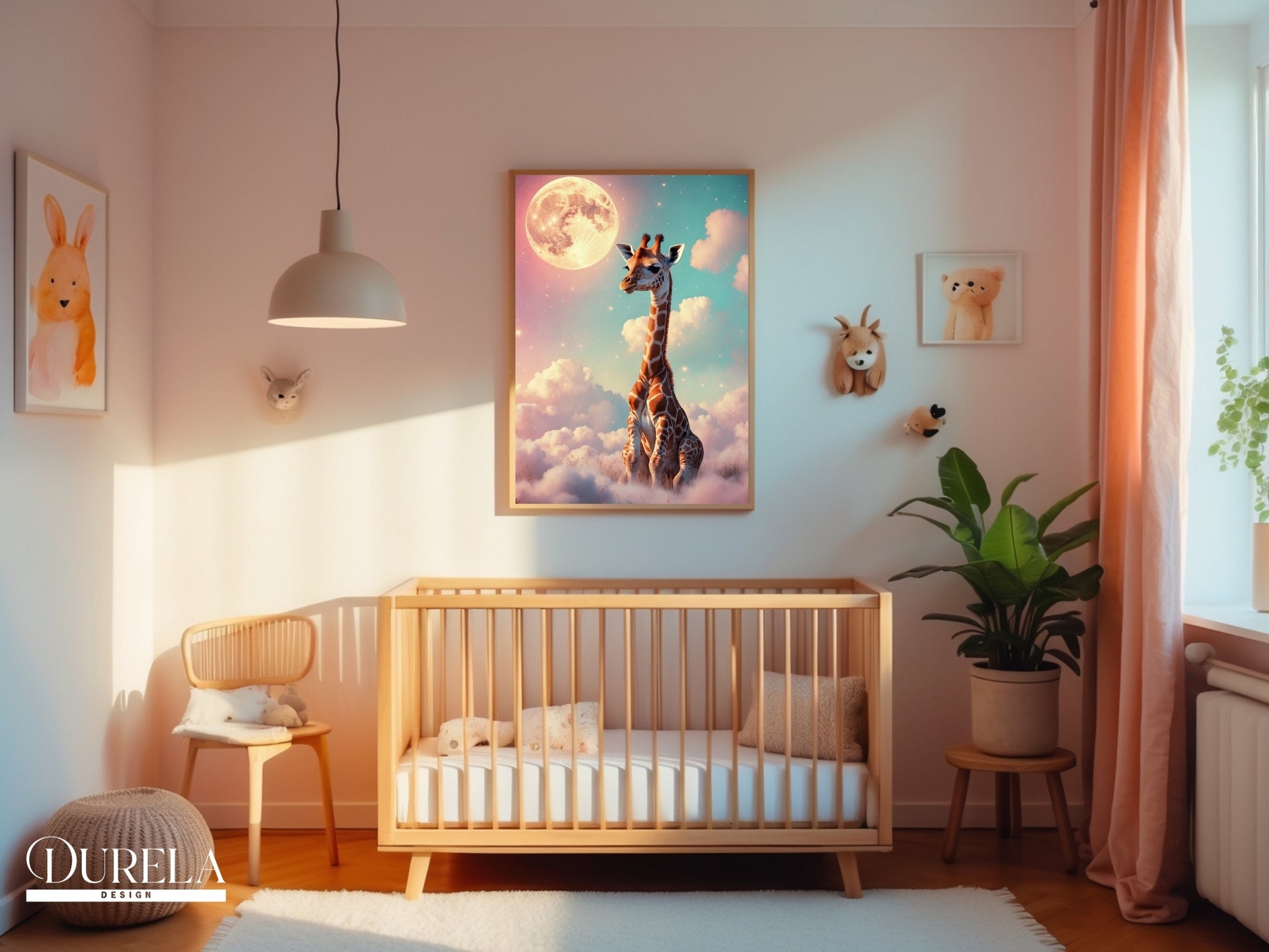 Moonlight Giraffe Nursery Wall Art