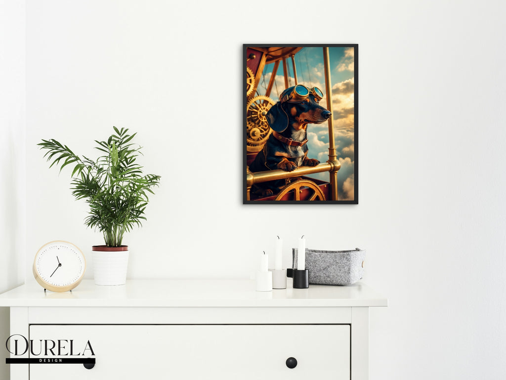 Dachshund Steampunk Pilot Fantasy Wall Art (digital file)
