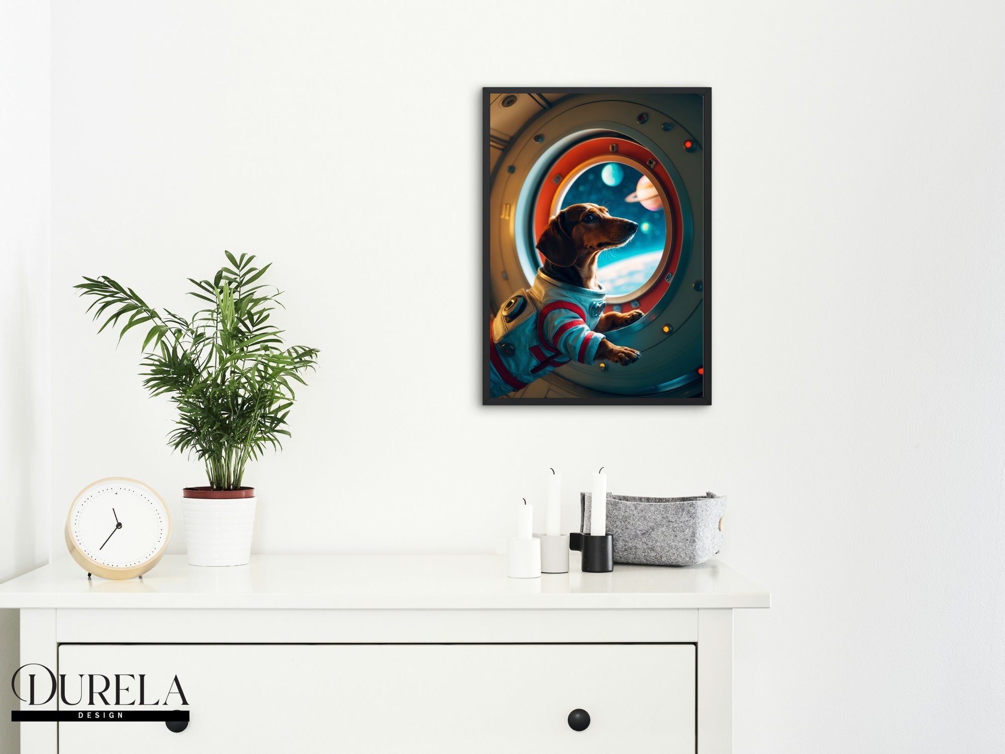 Dachshund Astronaut Fantasy Wall Art