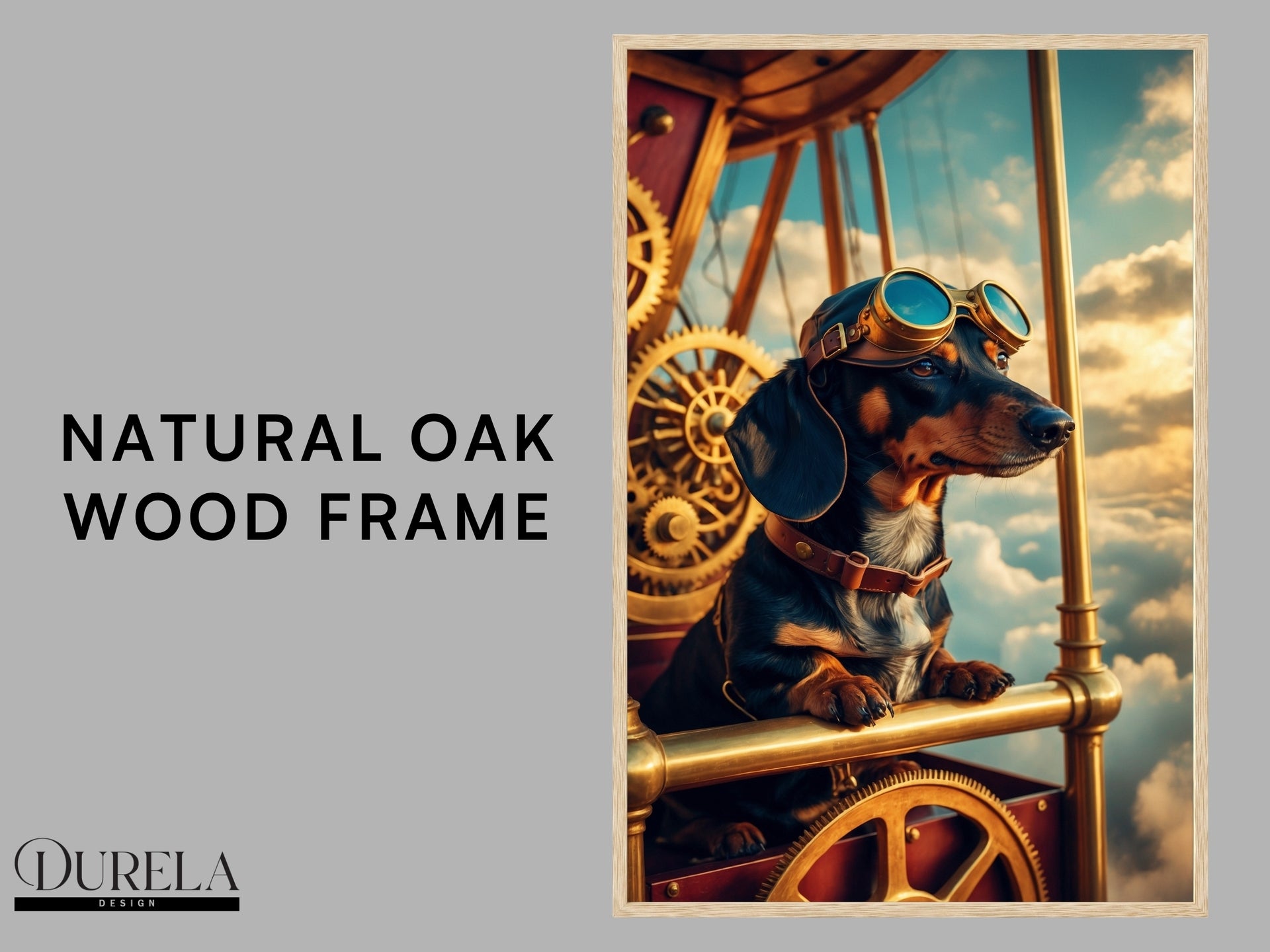Dachshund Steampunk Pilot Fantasy Wall Art