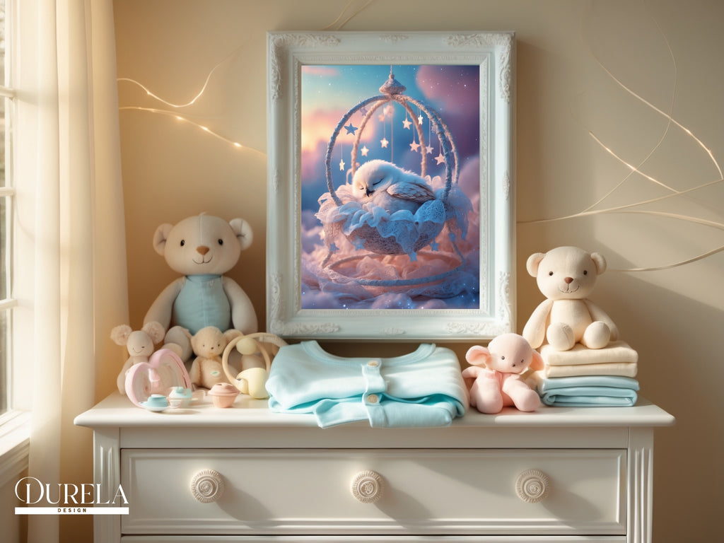 Sleeping Baby Owl Wall Art (digital file)