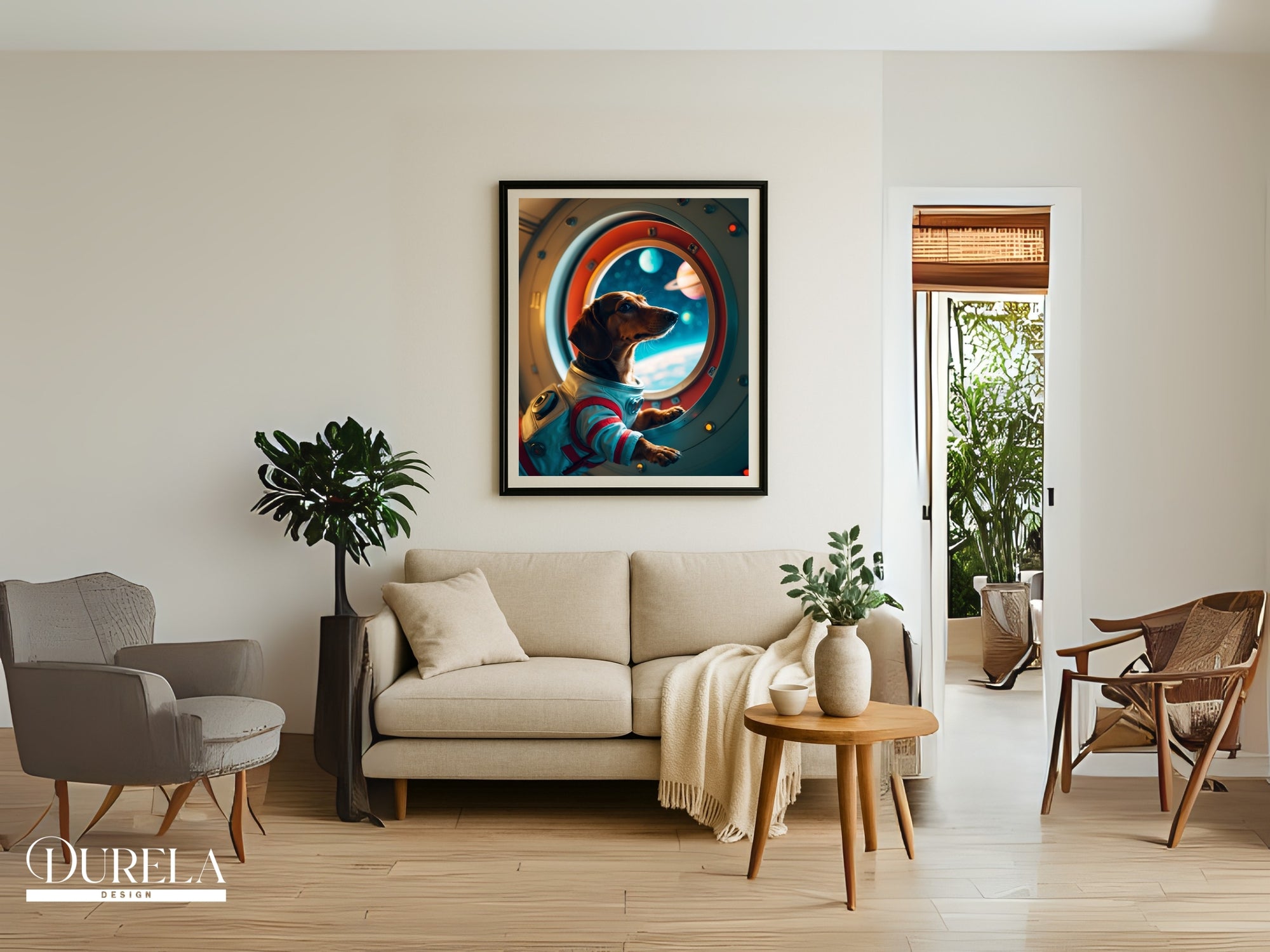 Dachshund Astronaut Fantasy Wall Art