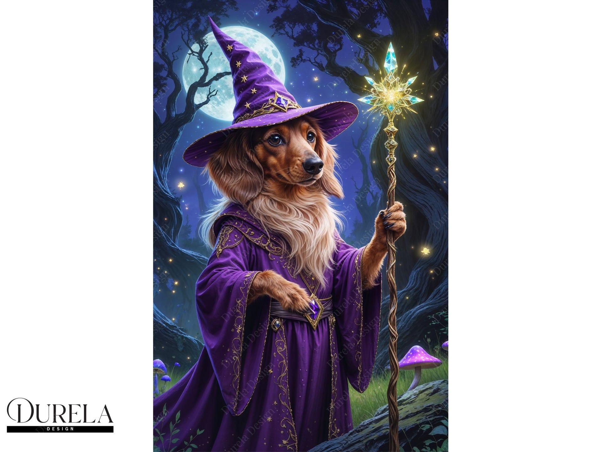 Dachshund Wizard Fantasy Wall Art