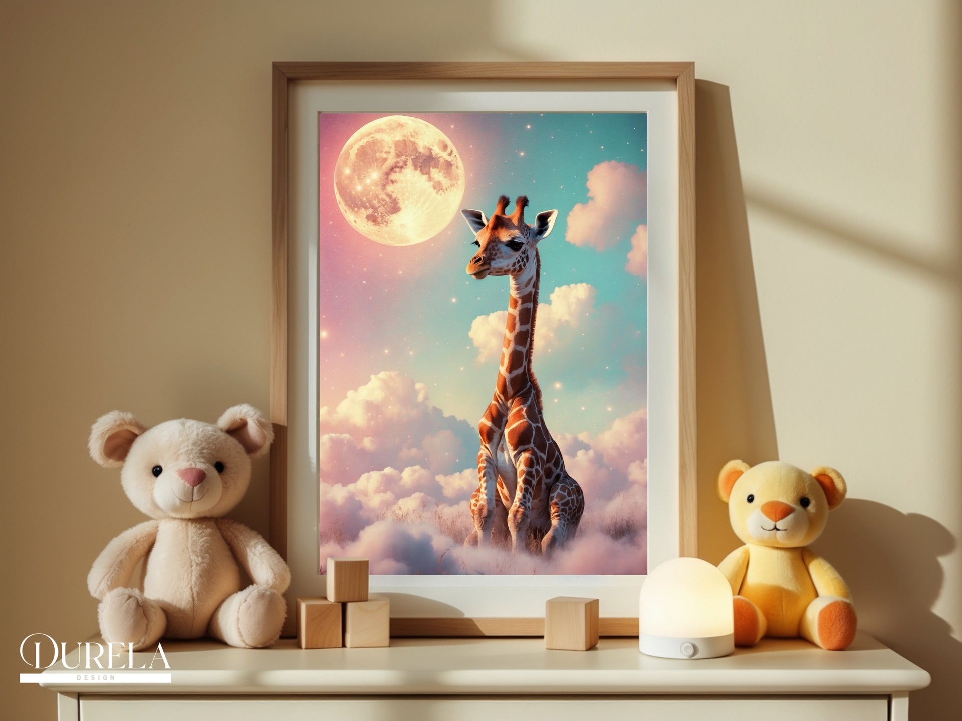Moonlight Giraffe Nursery Wall Art