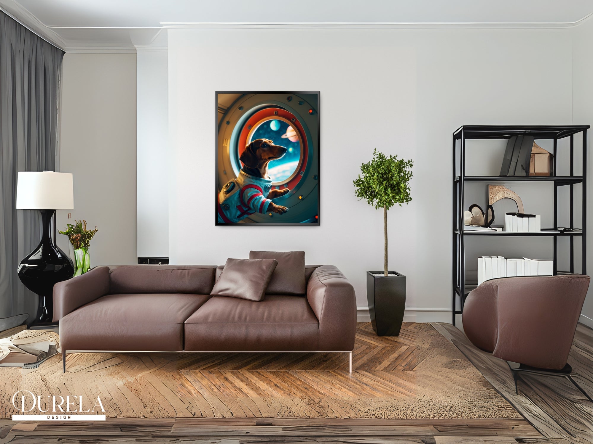 Dachshund Astronaut Fantasy Wall Art