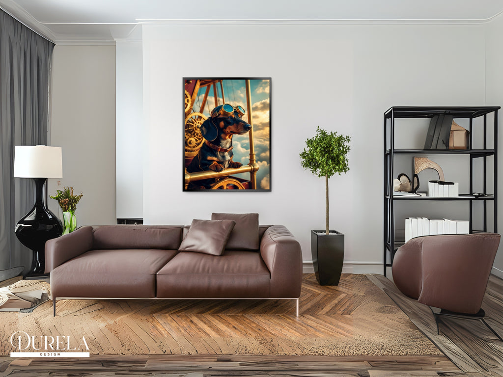 Dachshund Steampunk Pilot Fantasy Wall Art (digital file)