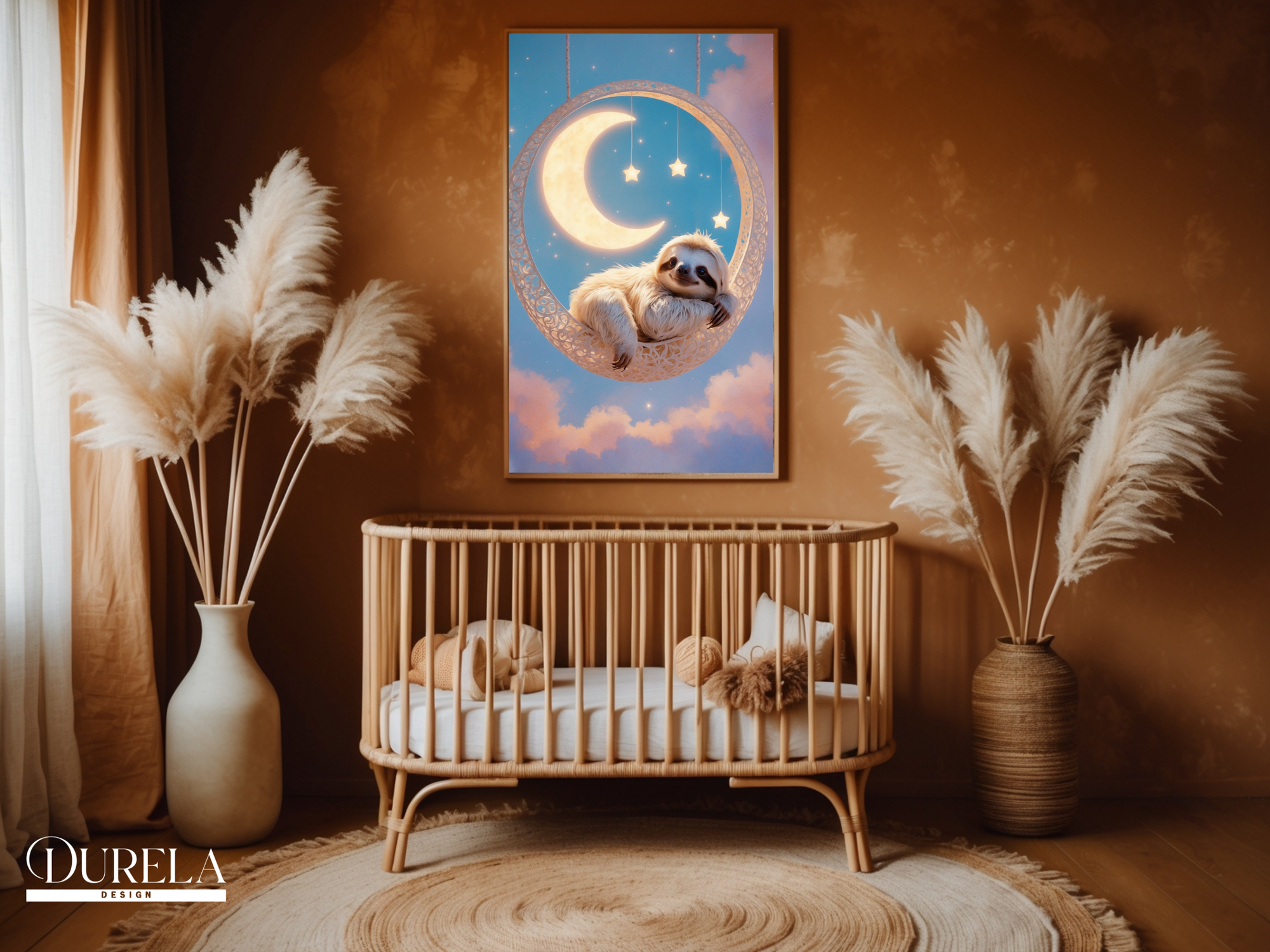 Moonlight Hanging Sloth Wall Art (digital file)