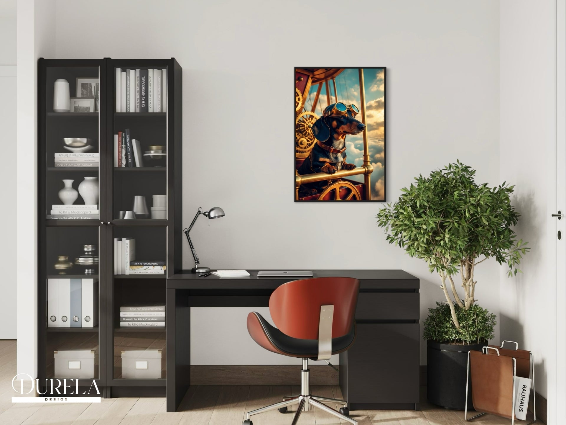 Dachshund Steampunk Pilot Fantasy Wall Art