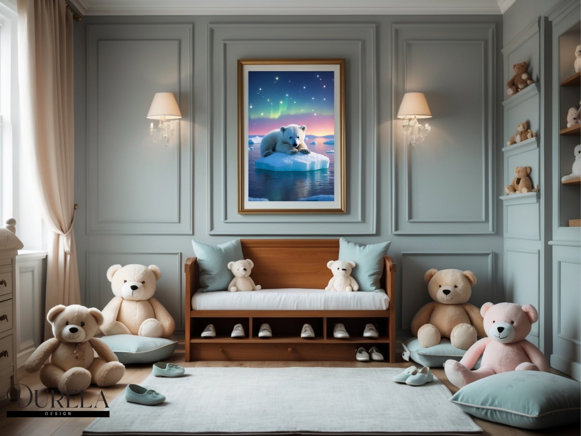 Sleepy Polar Bear Nursery Wall Art