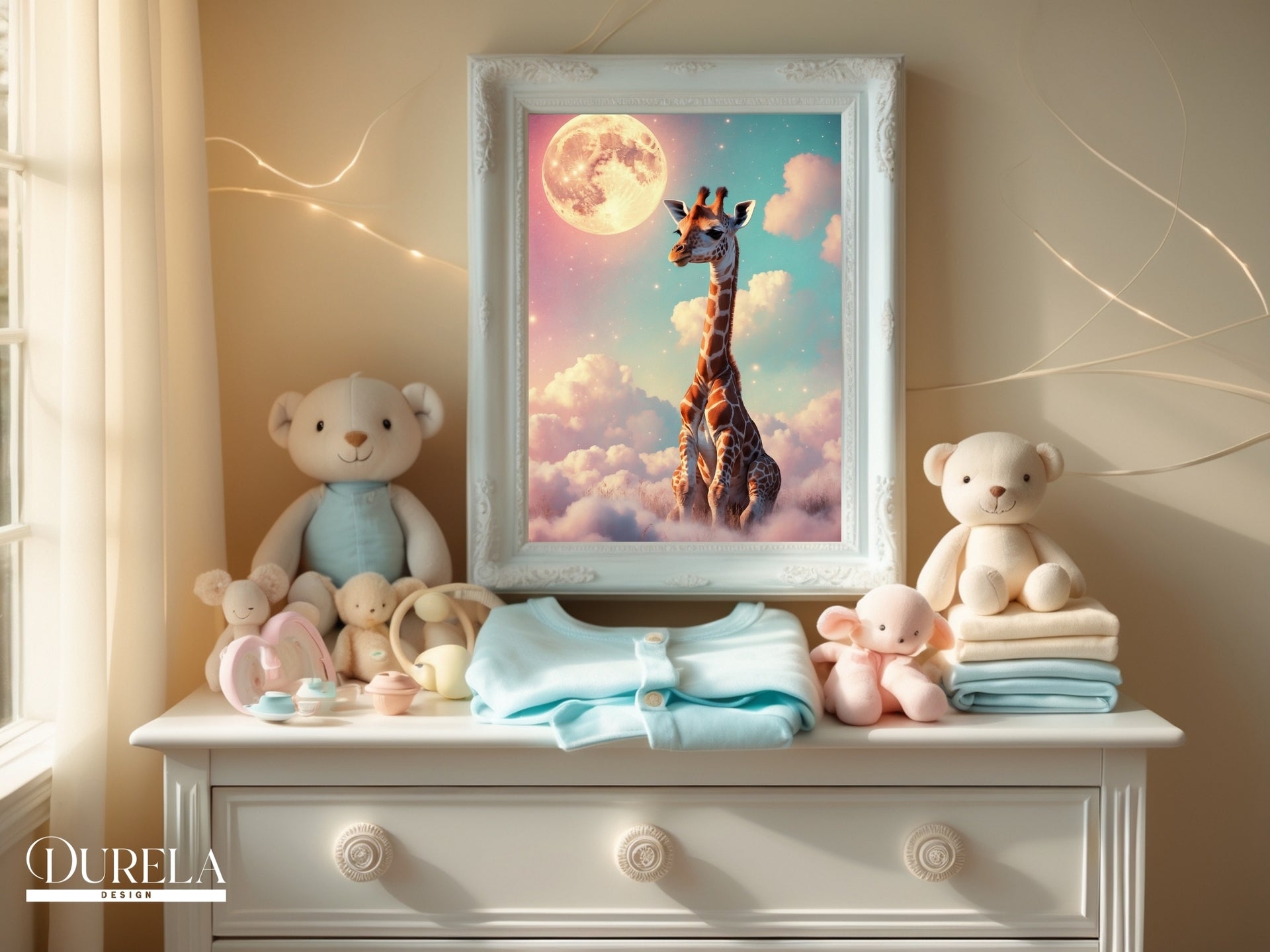 Moonlight Giraffe Nursery Wall Art