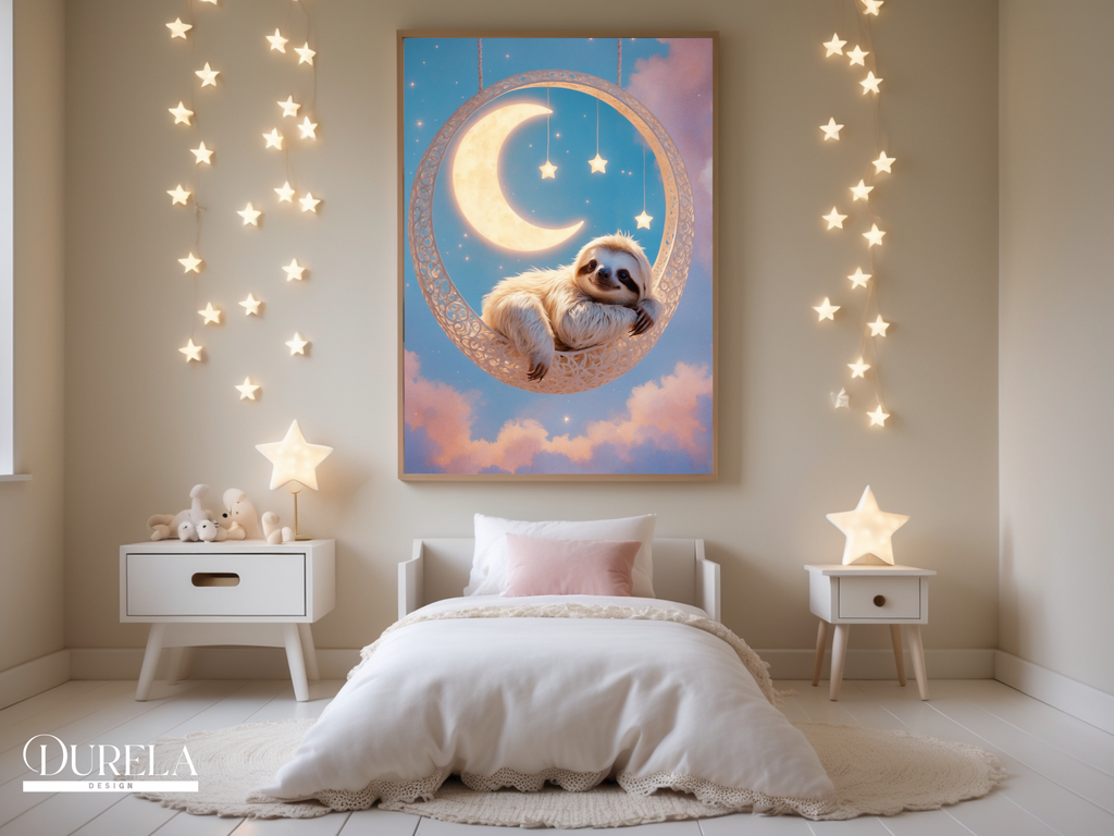 Moonlight Hanging Sloth Wall Art (digital file)