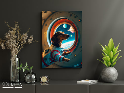 Dachshund Astronaut Fantasy Wall Art