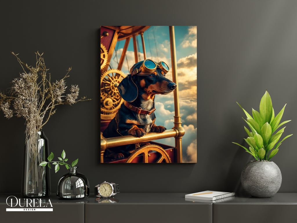 Dachshund Steampunk Pilot Fantasy Wall Art (digital file)