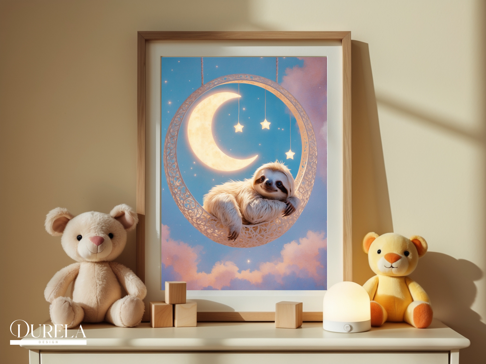 Moonlight Hanging Sloth Wall Art (digital file)