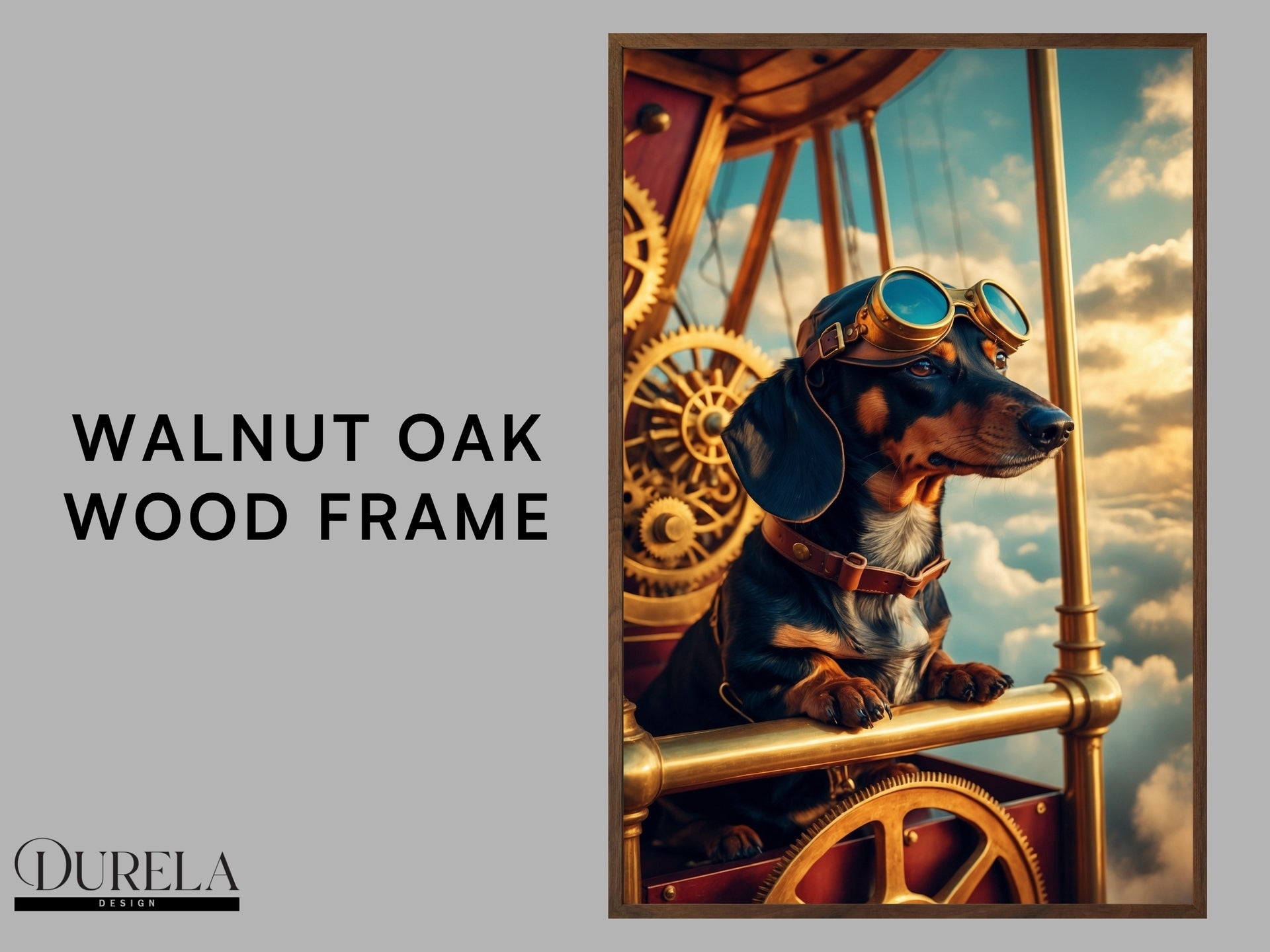 Dachshund Steampunk Pilot Fantasy Wall Art