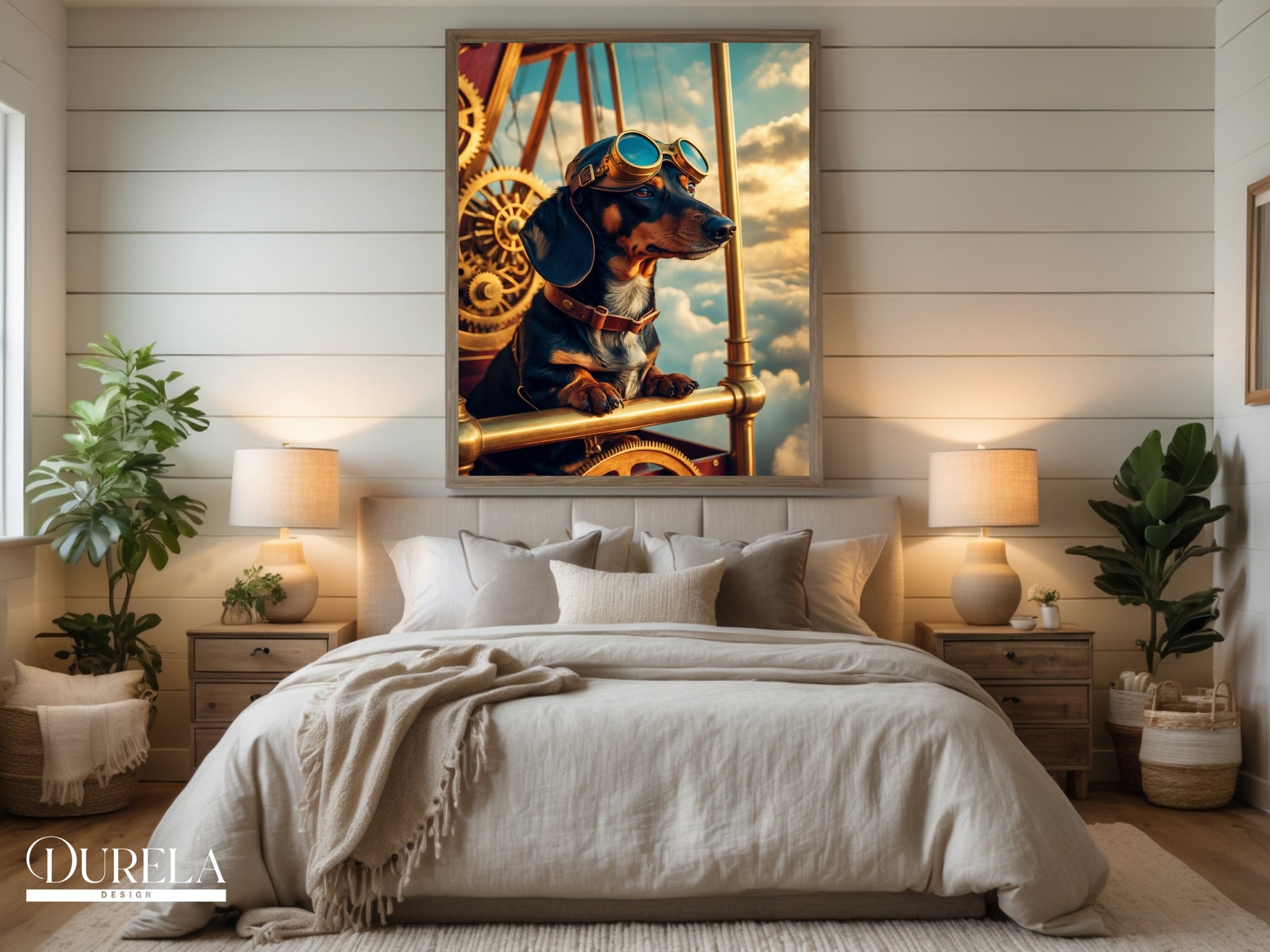 Dachshund Steampunk Pilot Fantasy Wall Art (digital file)