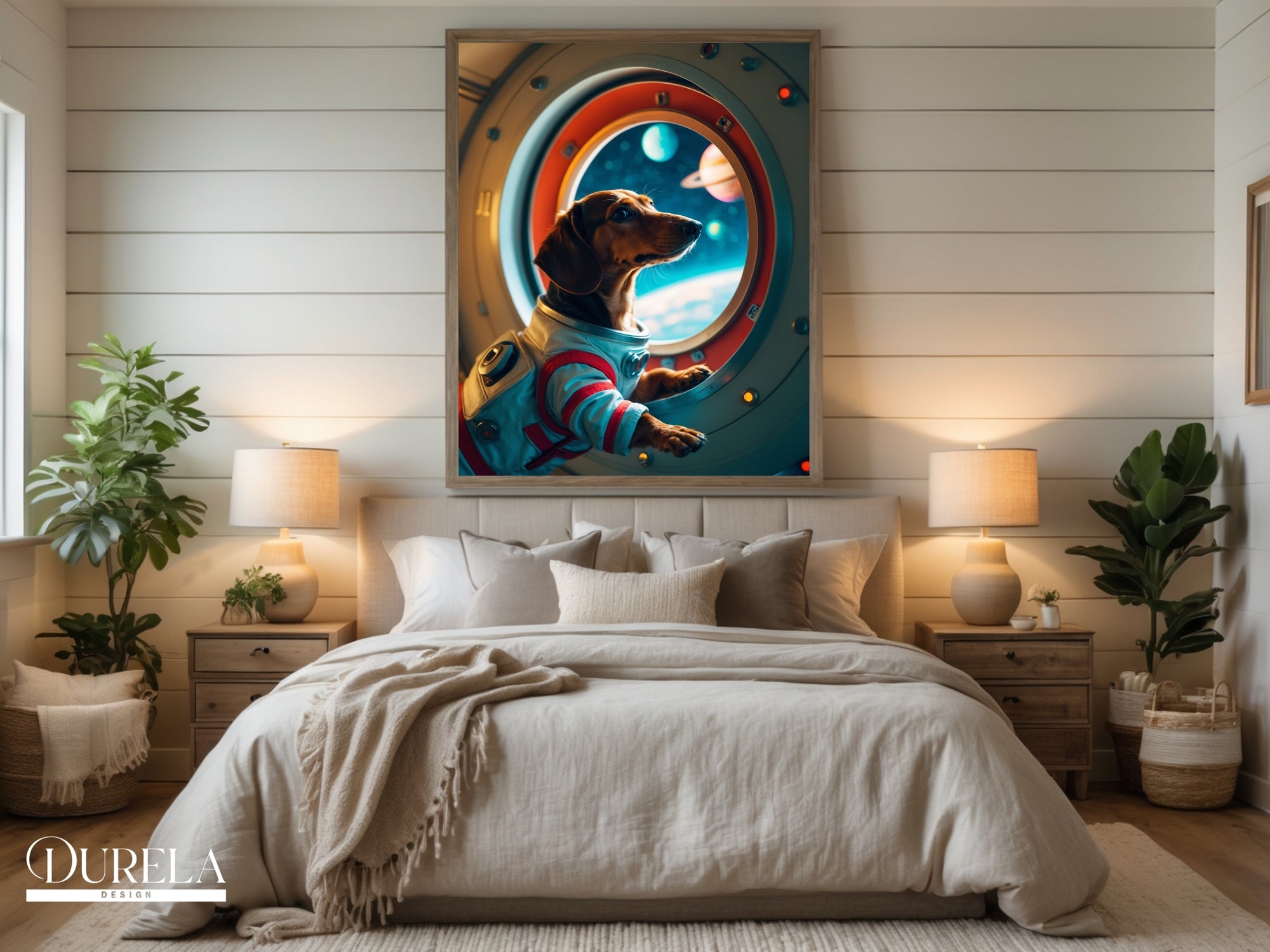Dachshund Astronaut Fantasy Wall Art
