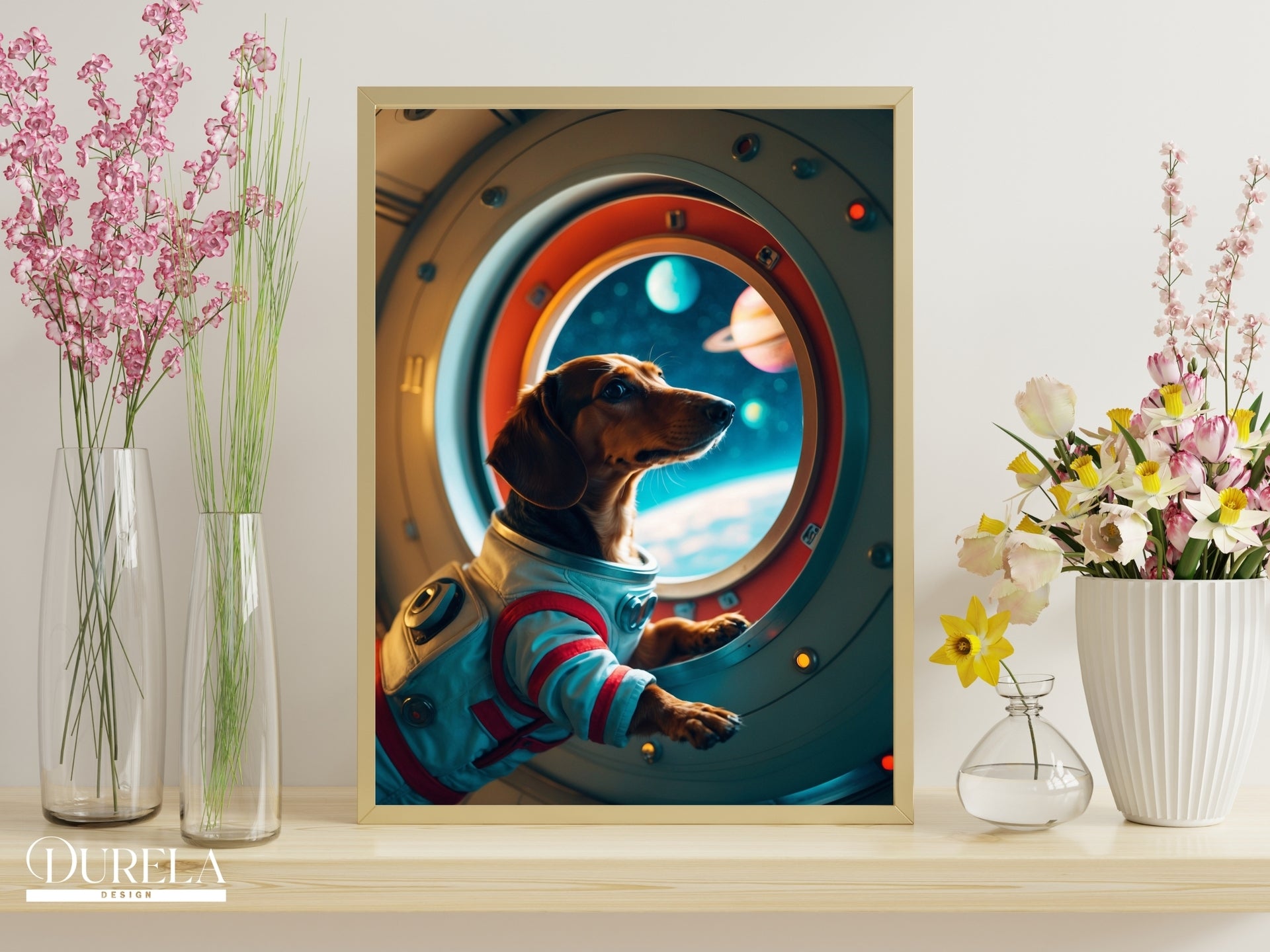 Dachshund Steampunk Pilot Fantasy Wall Art