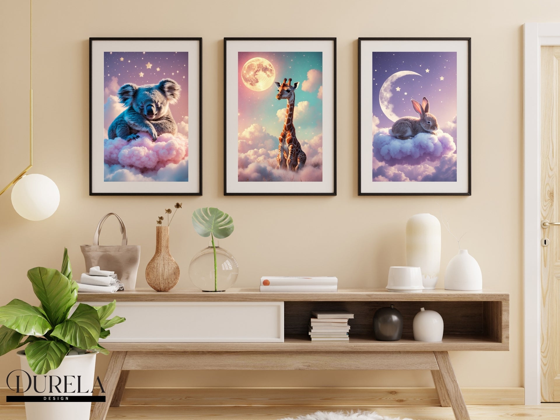 Moonlight Giraffe Nursery Wall Art