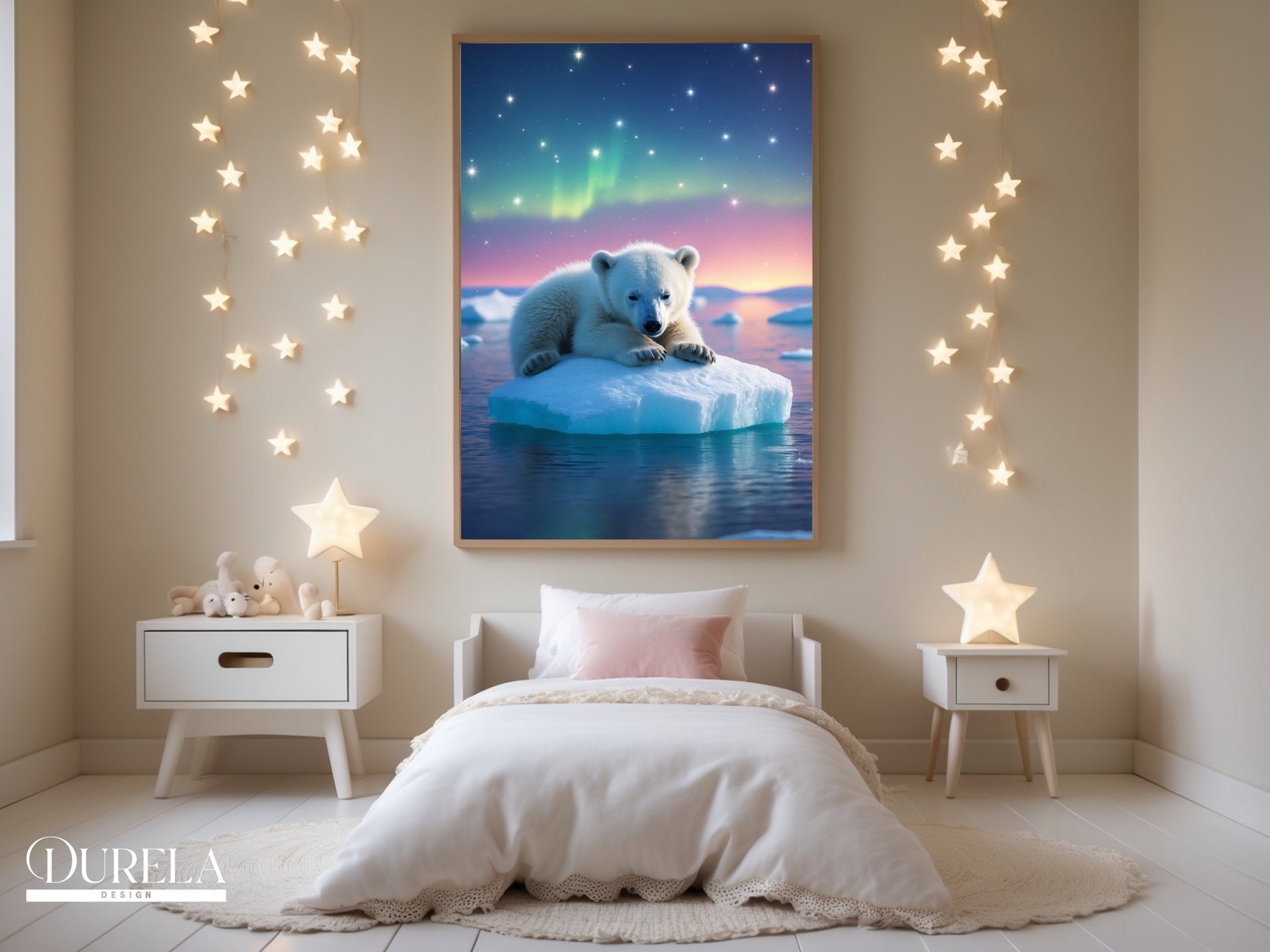Sleepy Polar Bear Nursery Wall Art