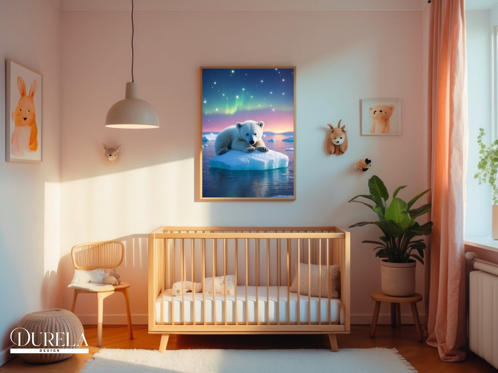 Sleepy Polar Bear Nursery Wall Art