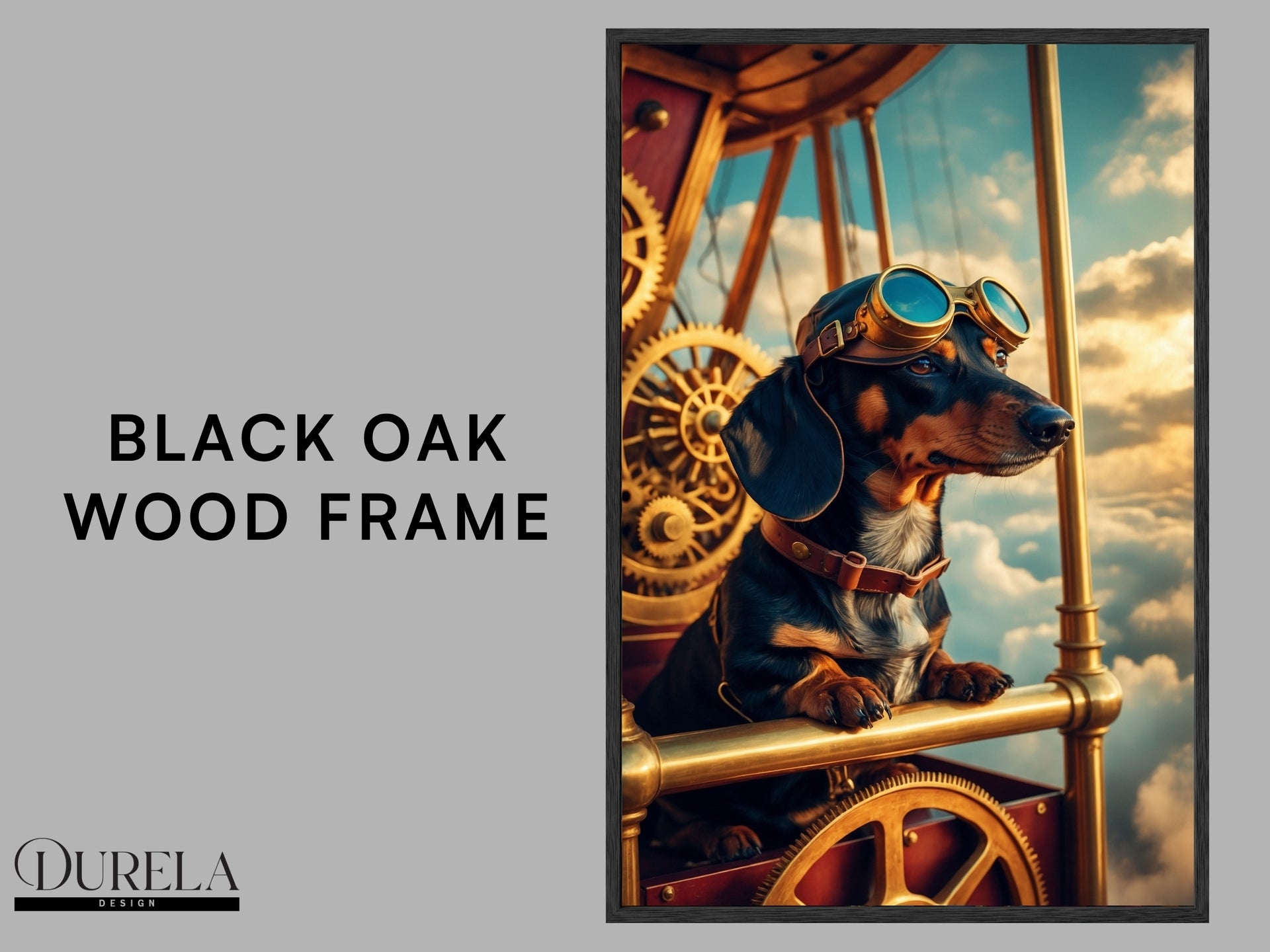 Dachshund Steampunk Pilot Fantasy Wall Art